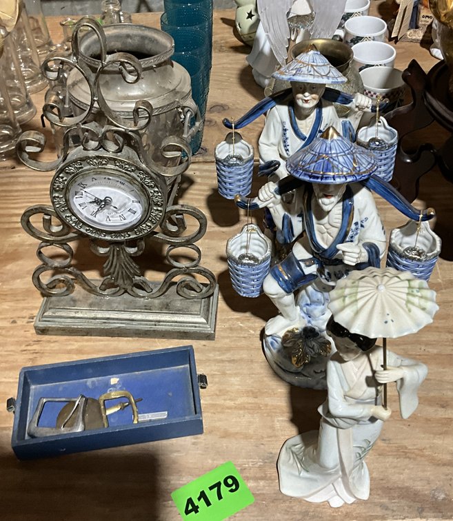 Vintage Blue & White Chinese Porcelain Fisherview, Vintage Nao Porcelain Figurine