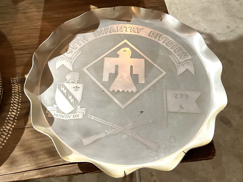 2 Vintage 45th Infantry Division Aluminum Serving Trays