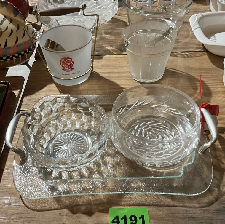 Cut Crystal Serving Bowl, Fostoria American Clear Glass Serving Bowl