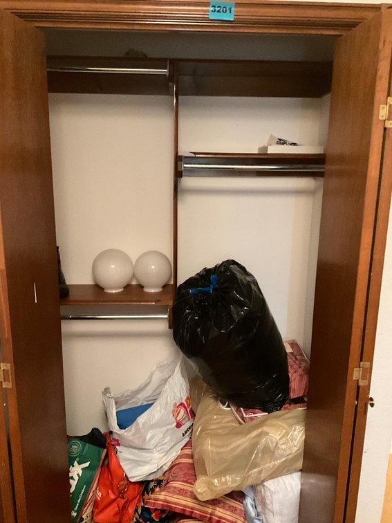 Contents in Closet, Pillows, Comforters, Bowling Ball