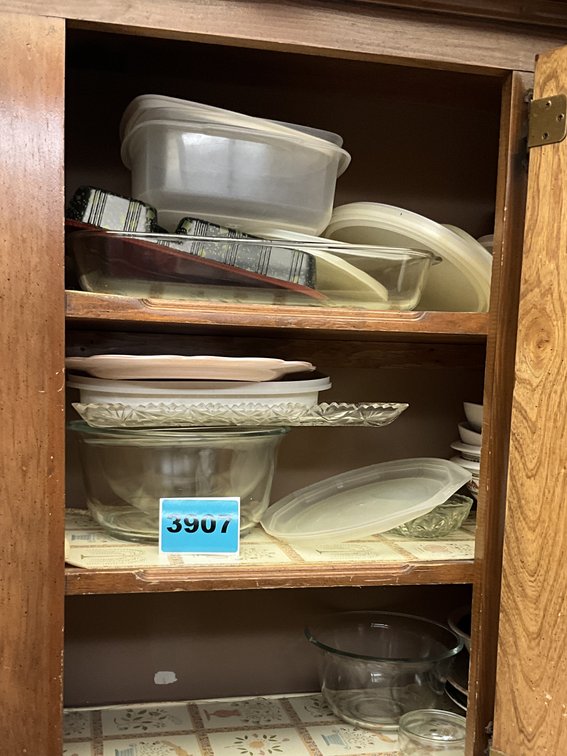 Bowls, Tupperware Containers, 2 Cabinets