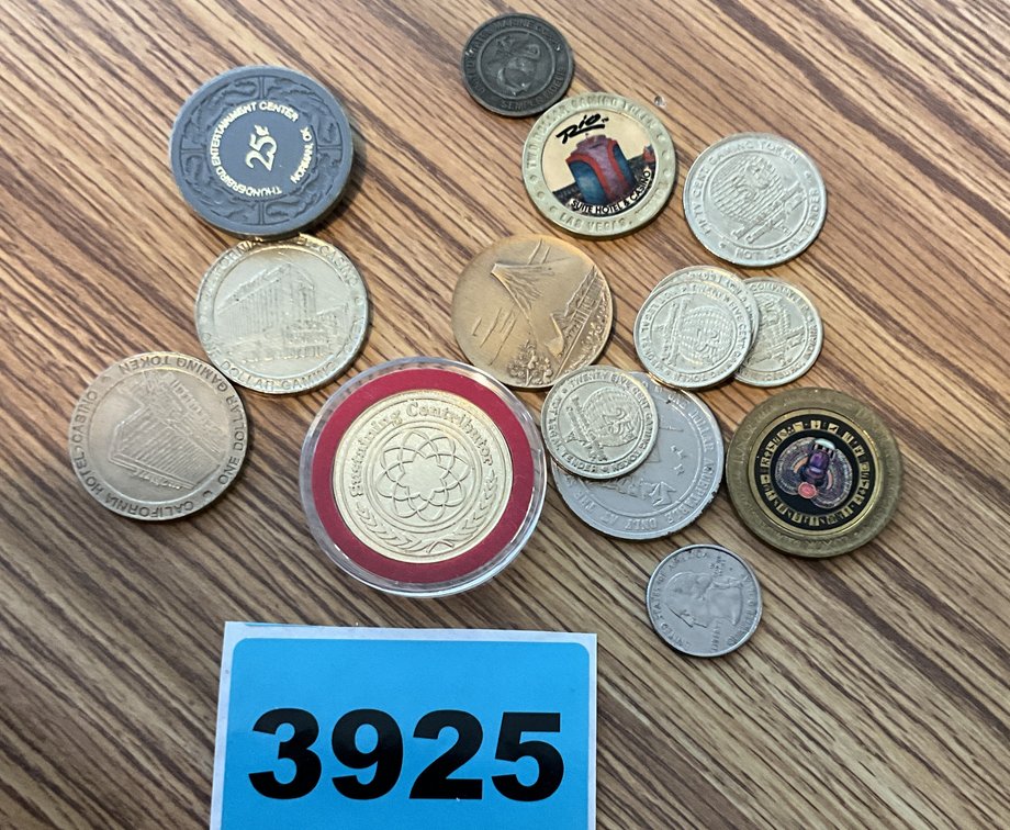 Assorted Gaming Tokens From .25₵-$2.00