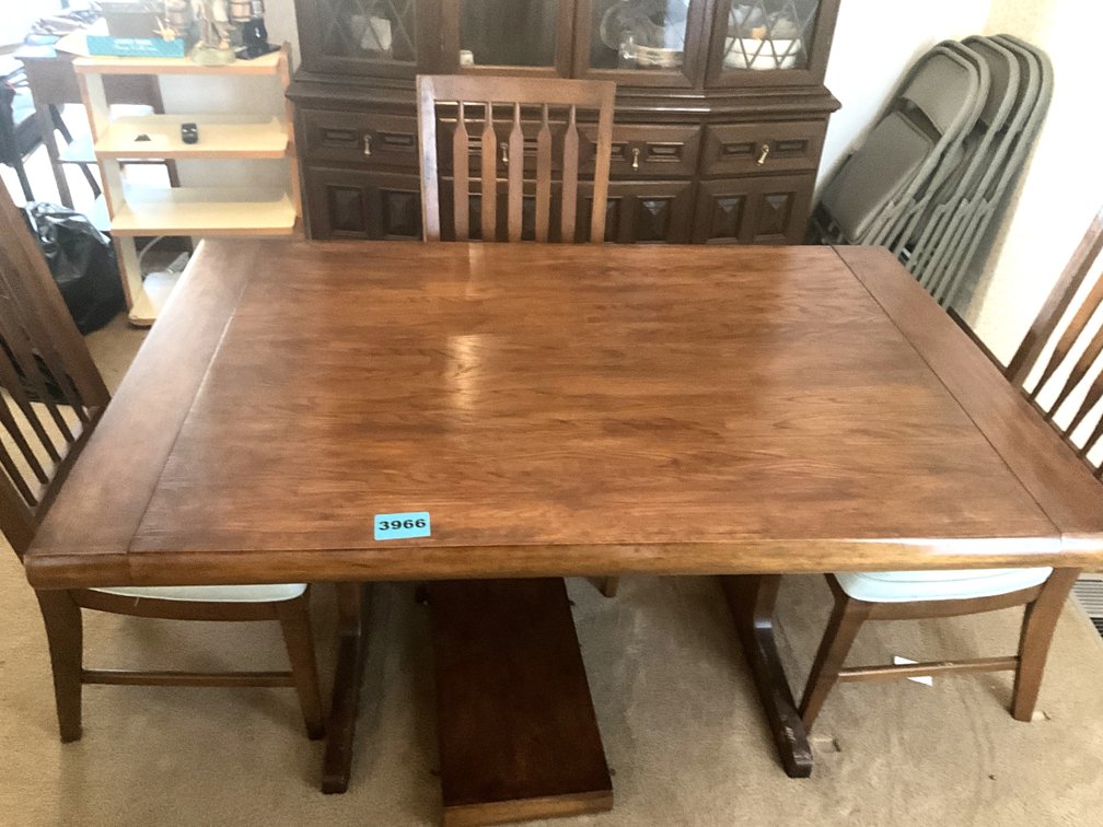 Wood Table W/ Leaf 3 Chairs