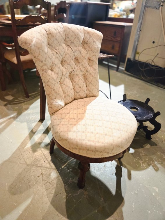 Victorian Slipper Chair, Vintage Chinese Display Stand, Wicker Bar Stool, Handcrafted Wooden Stool
