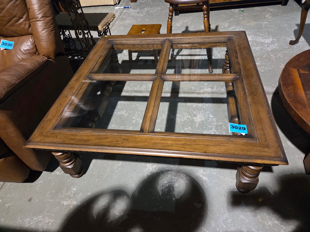 Wooden Coffee Table With Glass Top