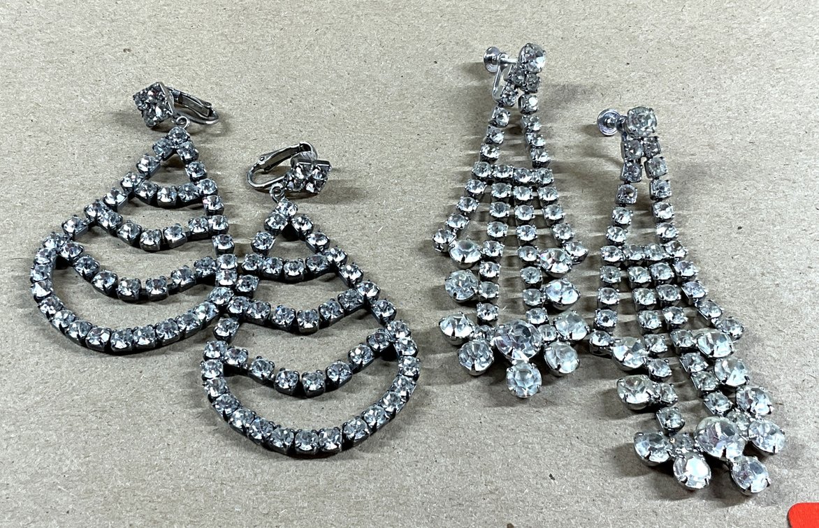 Two Pairs Of  Vintage-Style Rare Sherman Dangle Clip-on Earrings