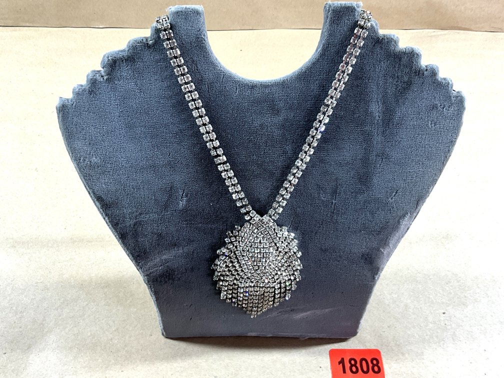 Vintage Rhinestone Glamour Mesh Necklace