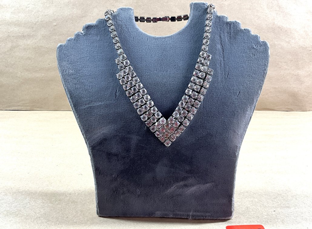 Vintage Rhinestone Waterfall Necklace