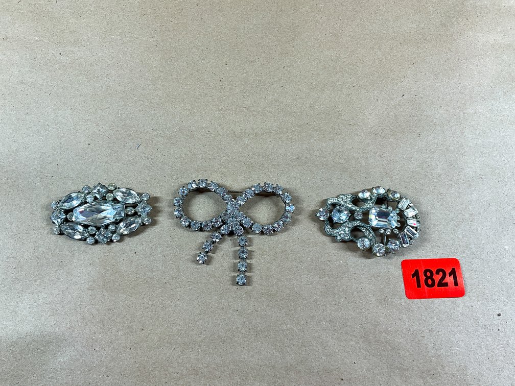 Three Vintage Costume Jewelry Brooches