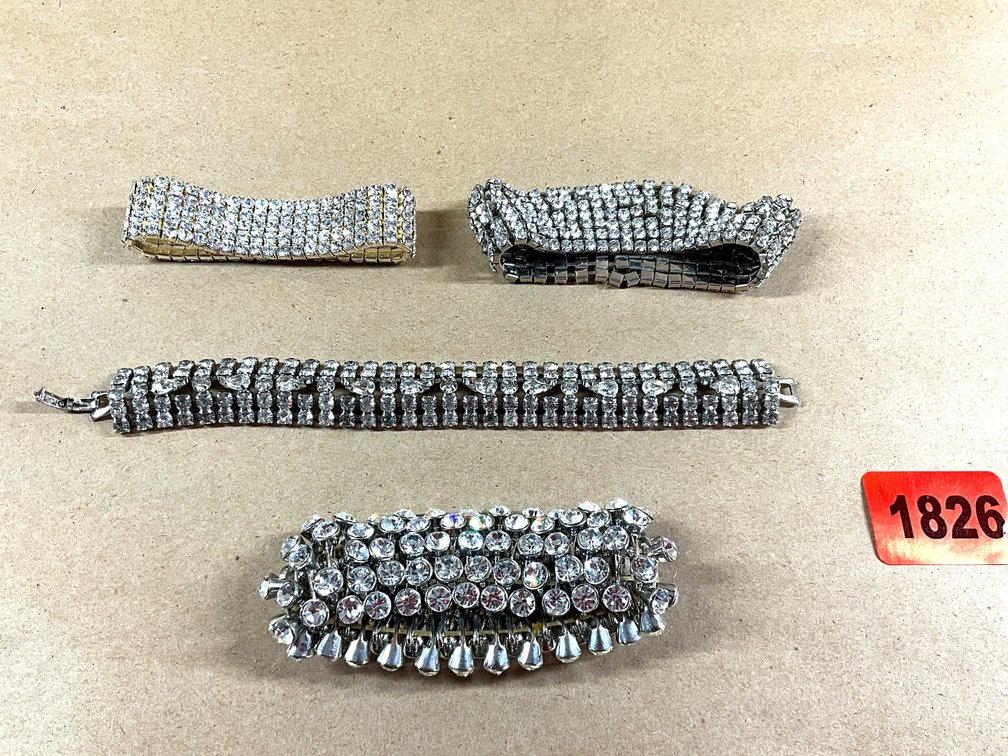 Four Asst'd Vintage-Style Rhinestone Bracelets