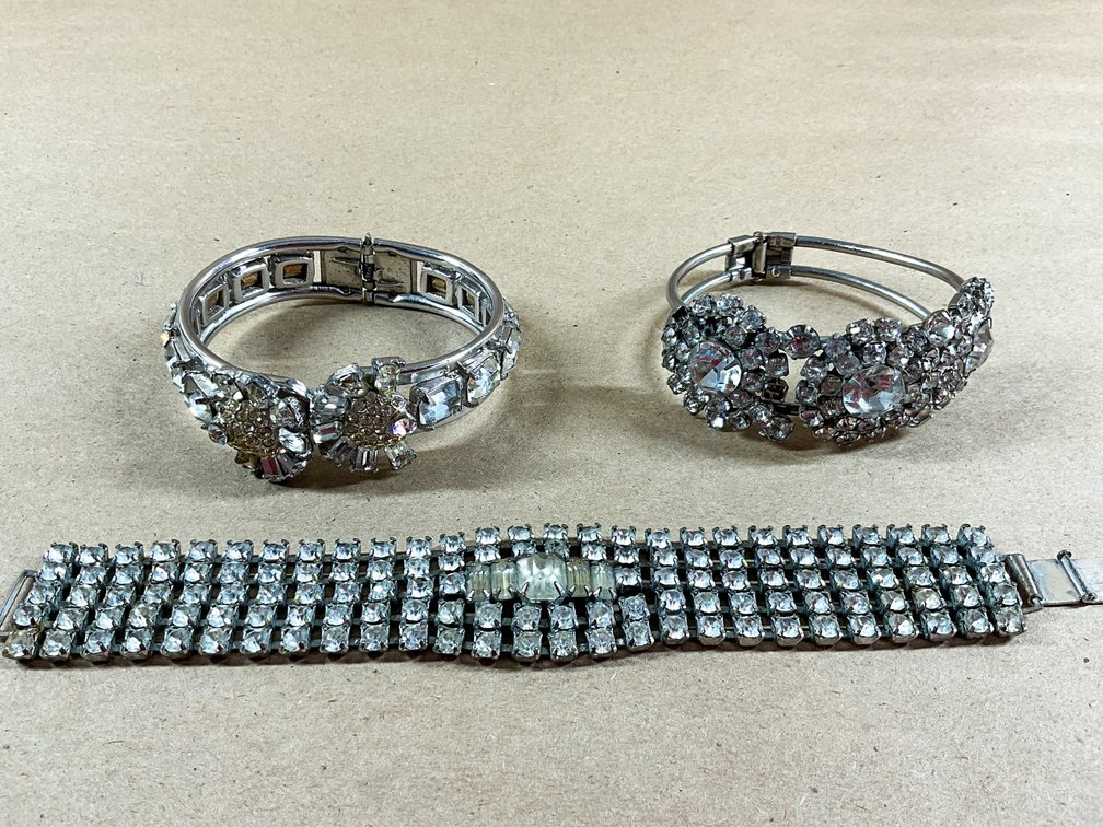 Two Rhinestone Cuffs, And One Vintage-Style Bracelet