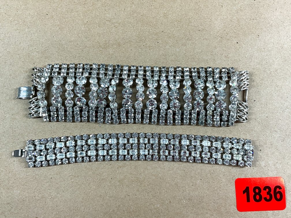 Two Vintage-Style Multi-Row Rhinestone Bracelets