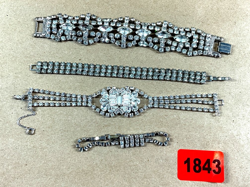 Four Vintage-Style Rhinestone Bracelets
