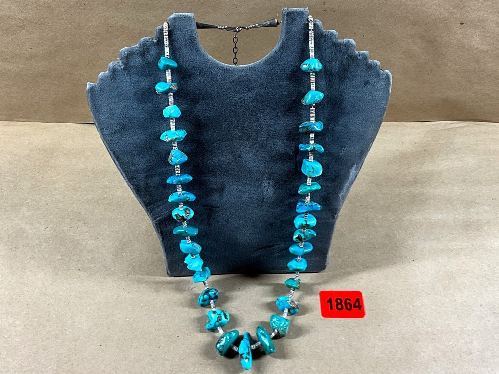 Nugget Turquoise And Heishi Bead Necklace