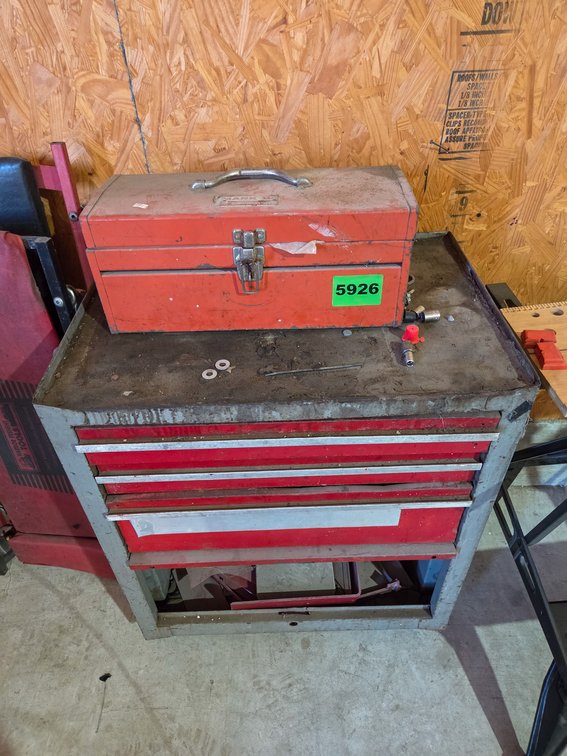Mark IV Metal Hand Tool Box & 3 Drawer Bottom Roll-A-Round Toolchest w/ Contents