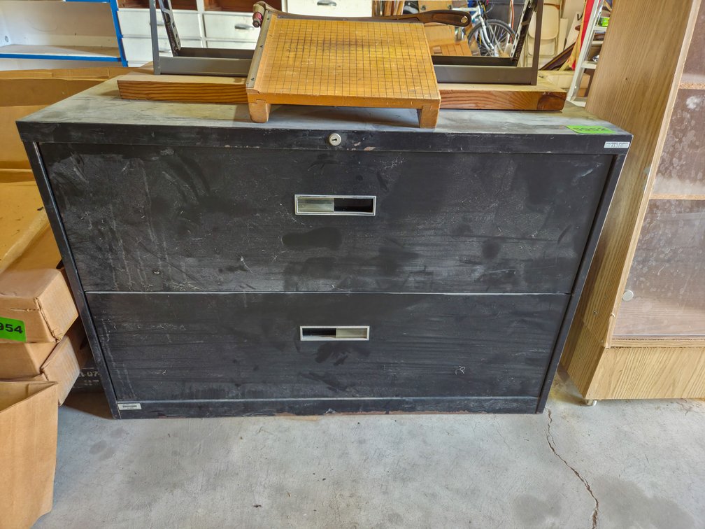 Black Metal 2 Drawer Lateral File Cabinet & 32" Paper Roll Dispenser