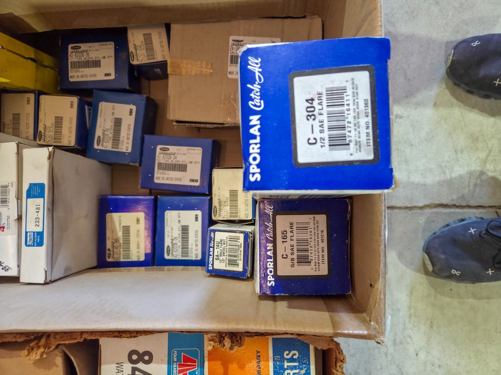 2 Boxes Asstd Heater Parts, Water Outlets, Filter Dryers, Sight Glasses, Etc.