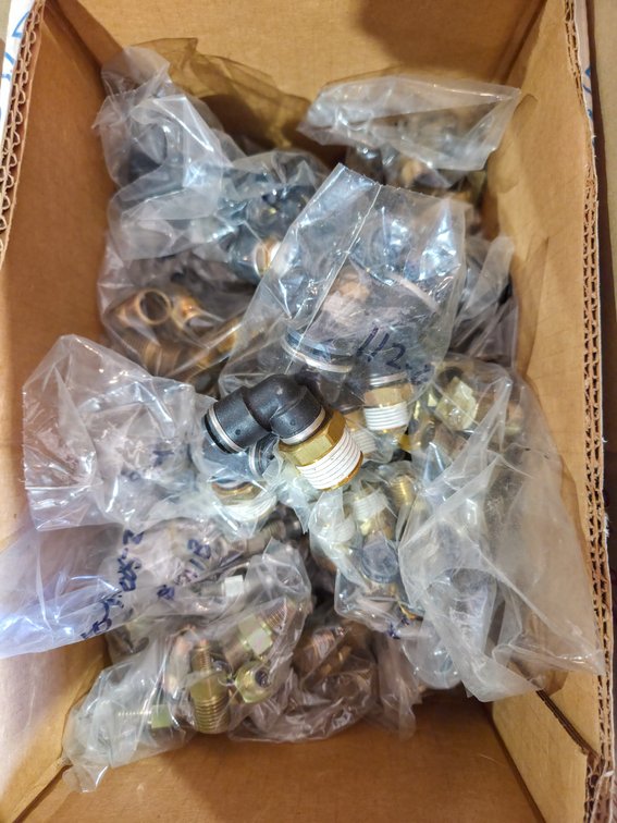 Box of Brass Elbow Fittings