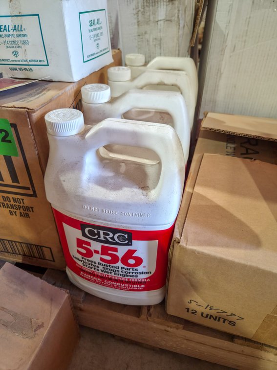 4 Gallon Jugs of CRC 5-56 & 9 Spray Bottles of Castrol Super Clean Degreaser & Box of Seal All Purpose Adhesive