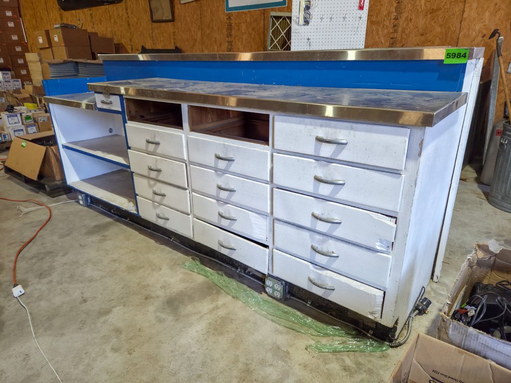 2 Sections of Counters-Stainless Tops, Alum Tread Plate Fronts