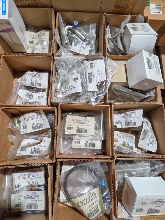 12 Boxes Asstd Parts Heater Valve Assembly, Elbows, Straight, Water Valves, Etc.