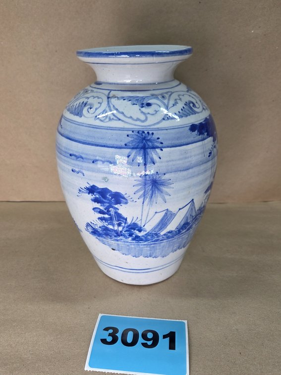 Vintage Blue & White Porcelain Baluster Jar/Vase