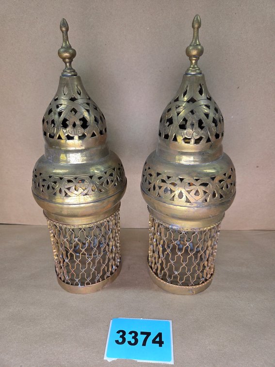 Brass Hanging Lantern Caps Believed To Be Morrocan