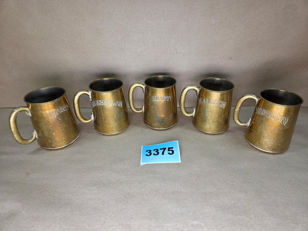 Vintage Brass Mugs Believed To Be From India or Saudi Arabia