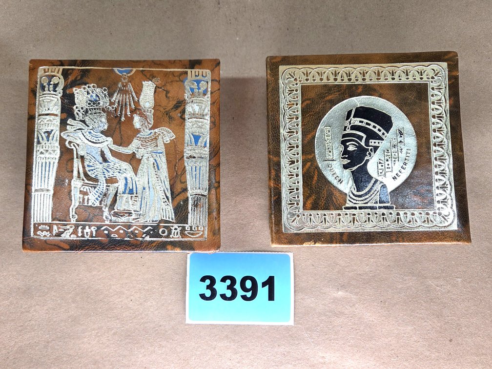 2 Egyptian Camel Leather Jewelry Box