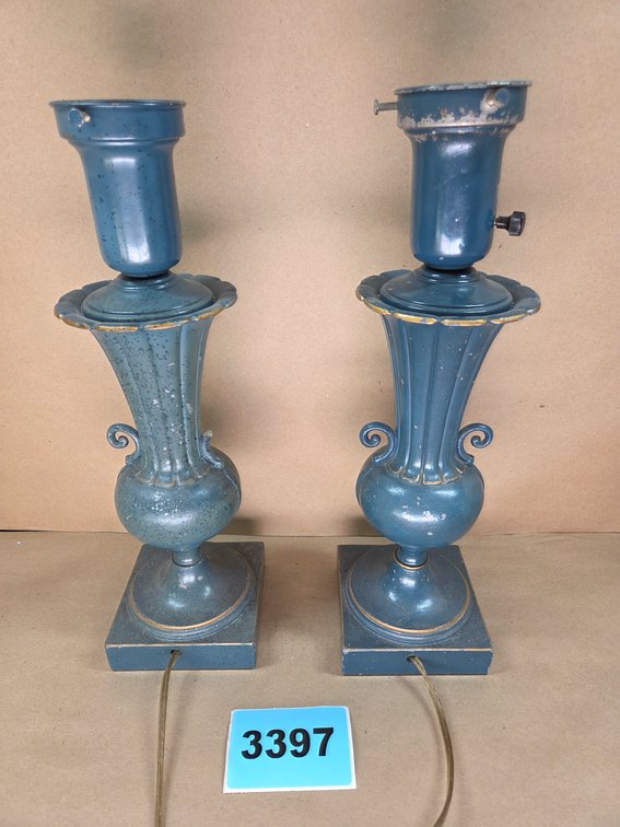 Vintage Blue Painted Table Lamps