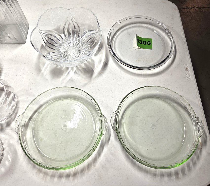 Bowls, Scotch Decanter Lamp Vase, Salad Shooter & Assorted Glassware