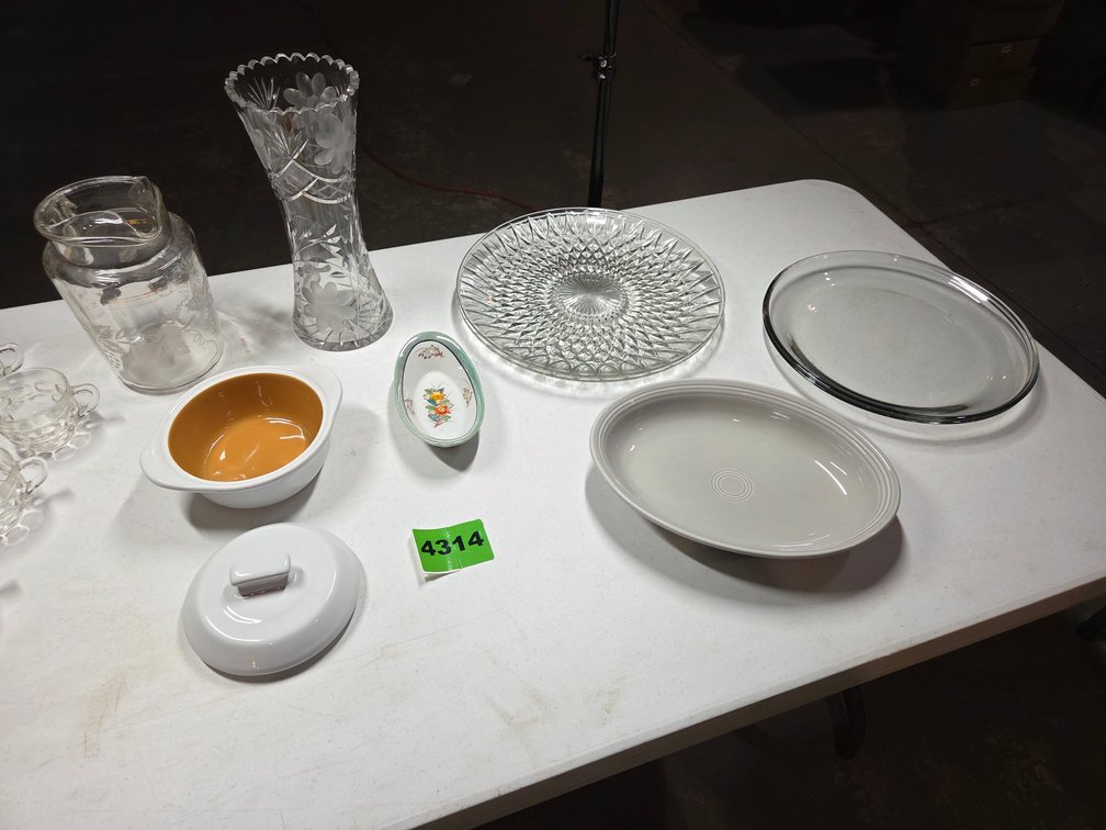 Vintage Glass Punch Bowl Set and Assorted Serveware