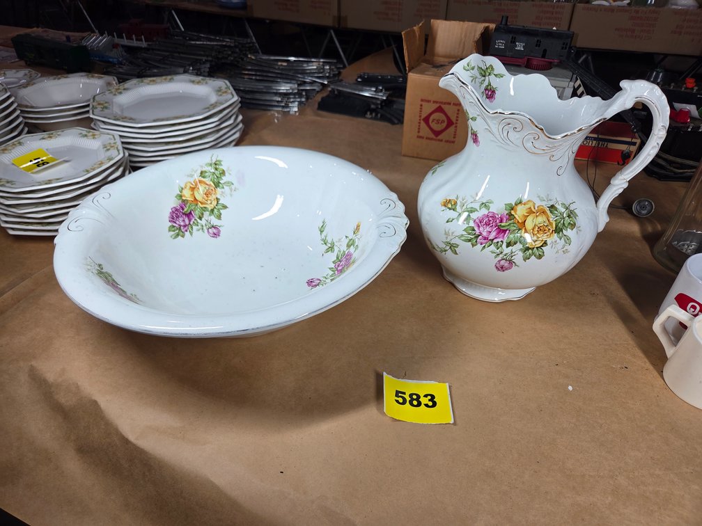 Large Pitcher And Wash Bowl By Buffalo Pottery