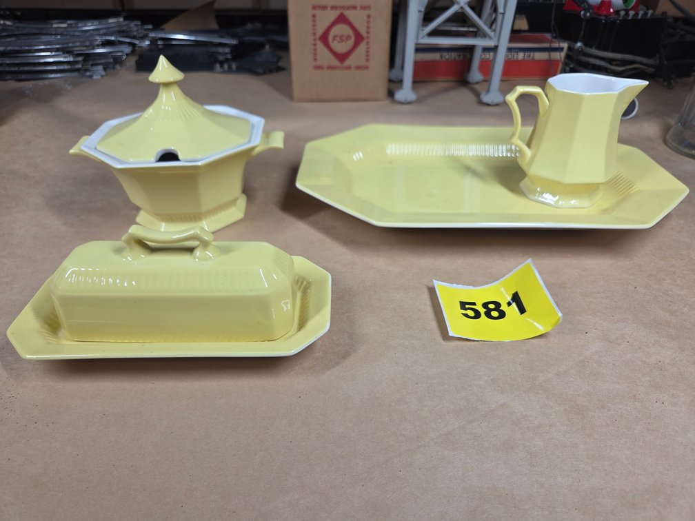 Four Pc Yellow Nikko Platter, Butter Dish, Sugar Bowl & Creamer