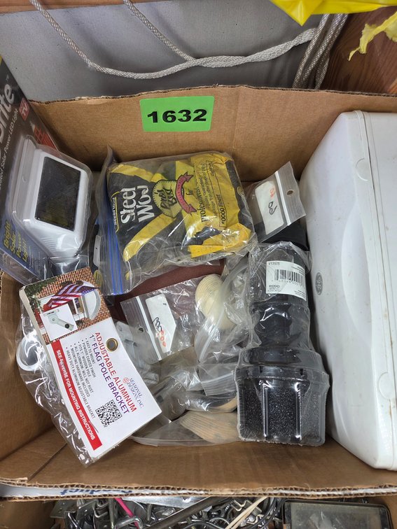 Assorted Flag Pole Brackets, Everbrite Light, GE Fillet Knife, Asstd Spark Plugs