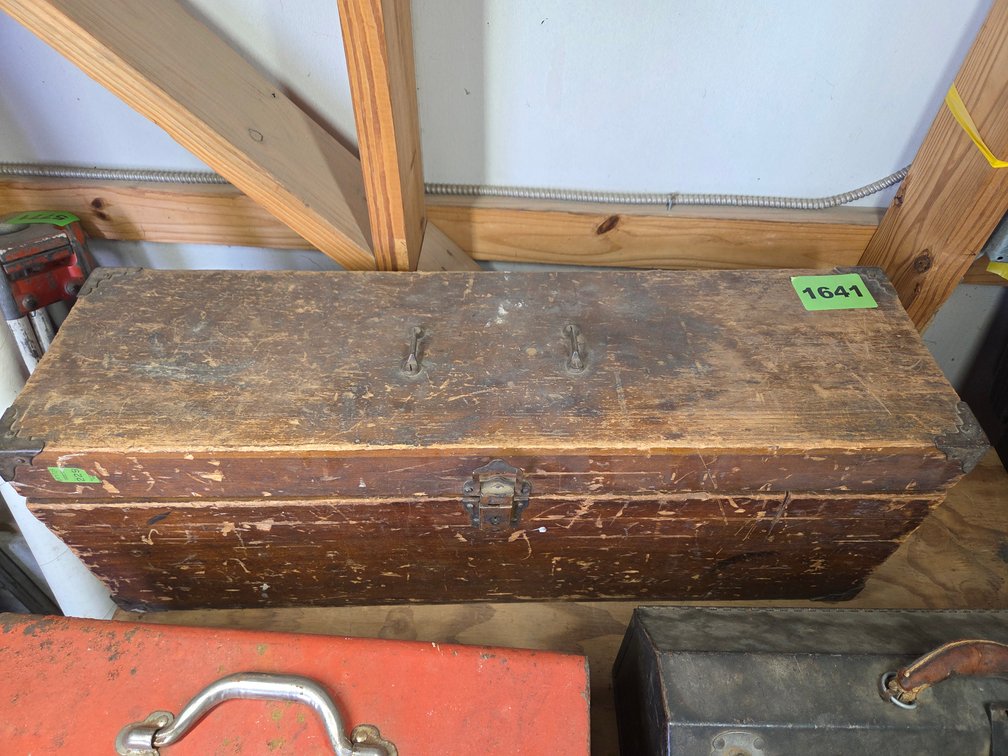 Large Wood Tool Box Assorted Tools