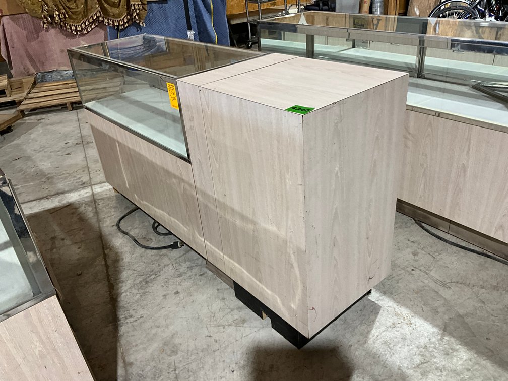 20" X 74" X 38" Display Case W/ 4 Drawers & Trash Bin