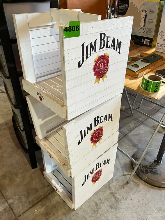 3 Wood Crates W/ Jim Beam Stickers