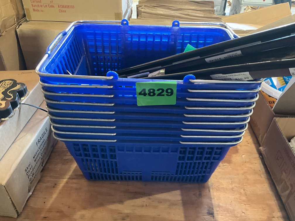 9 Blue Baskets For Merch.