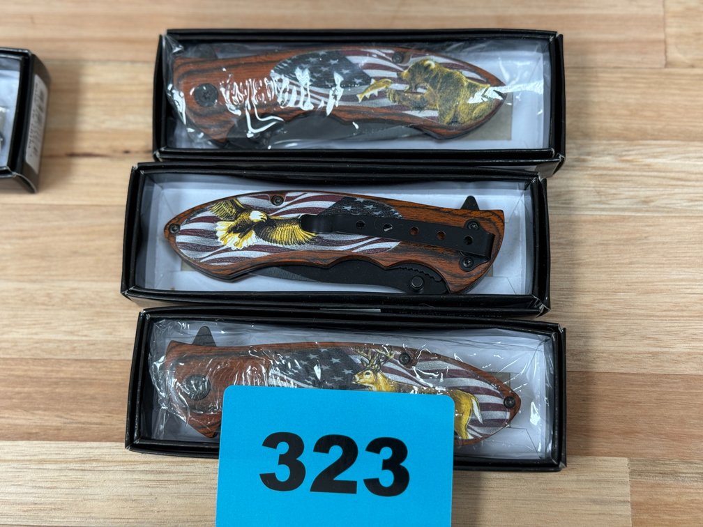 2-USA Flag, 1 Eagle 1 Deer Knives
