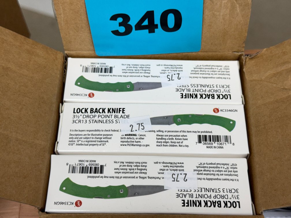 3 1/2" Drop Point Blade Green Handle - 12