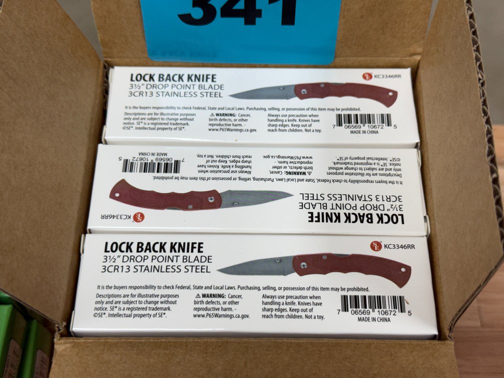 3 1/2" Drop Point Blade Red Handle - 12