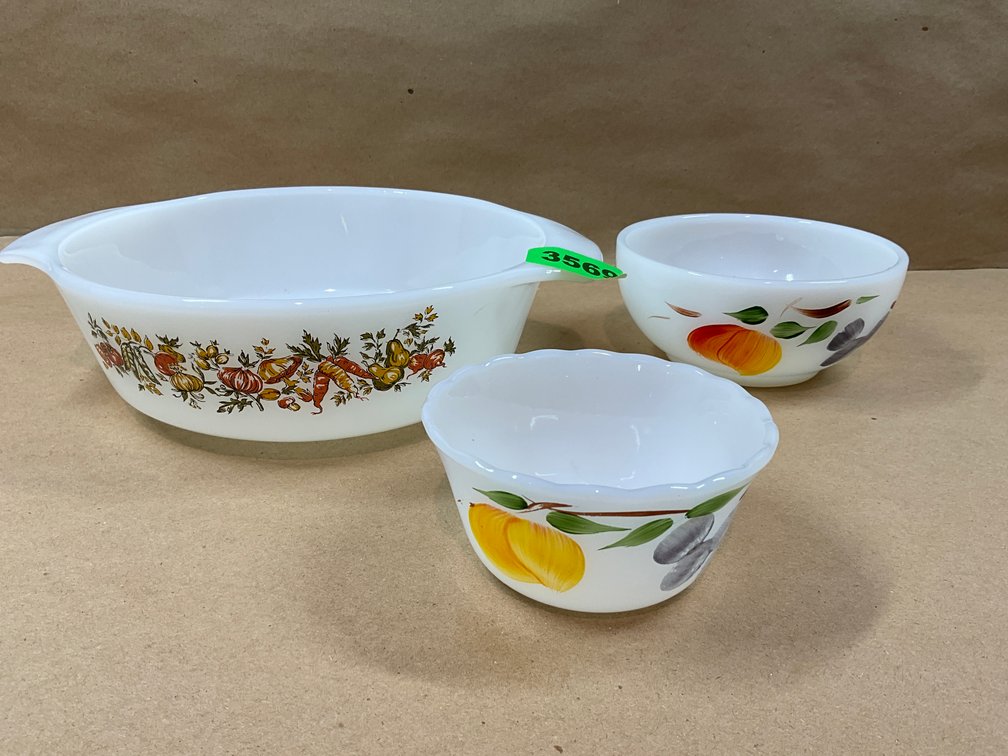 3 Pcs Of Fire King Assorted Bowls