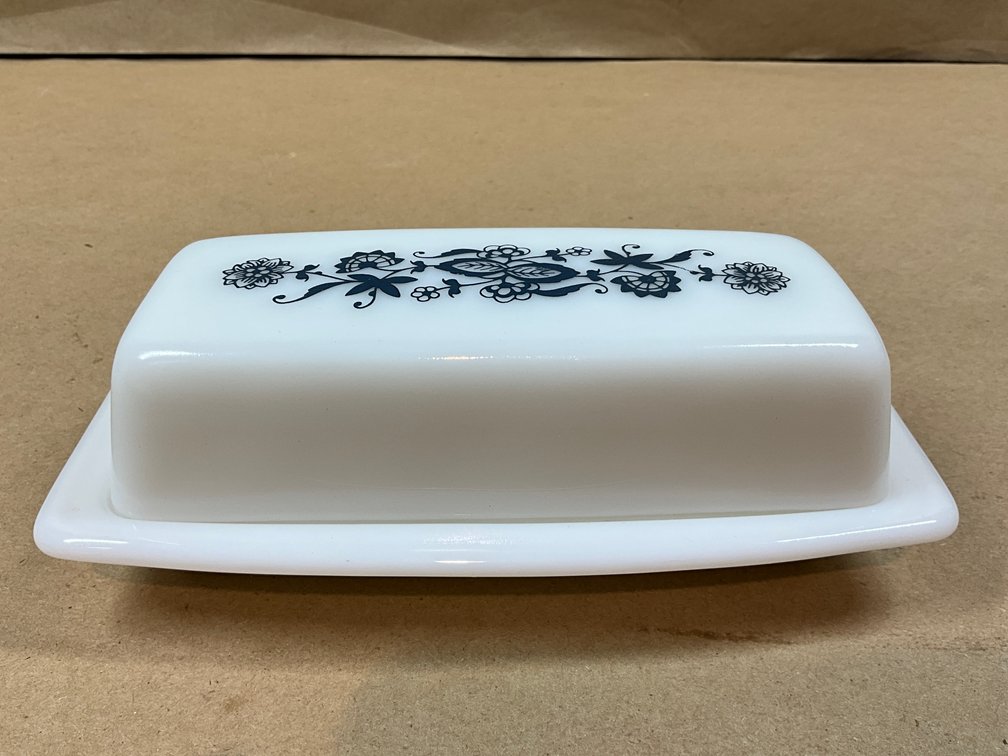 Pyrex Blue Onion Covered Butter Dish