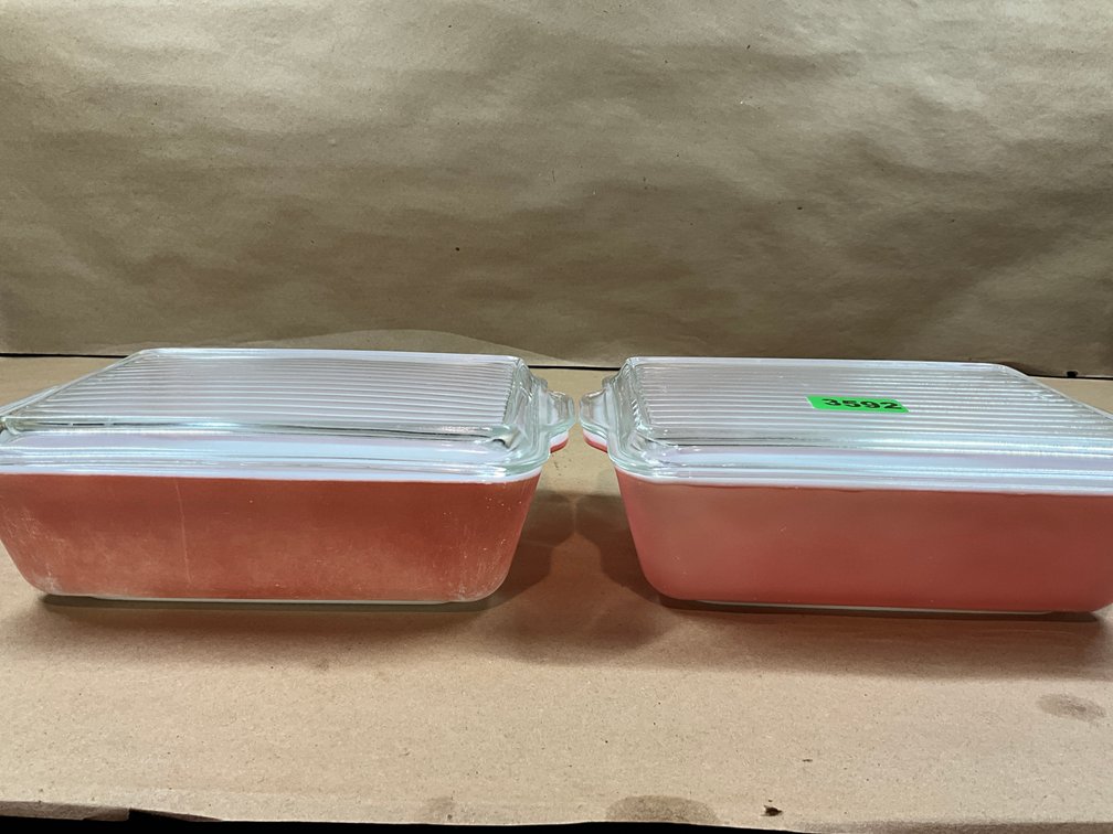 2 Pink Pyrex Refrigerated Casserole Dishes