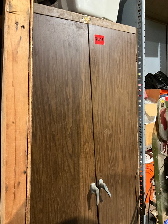 2 Door Metal Storage Cabinet & Contents 36" x 18" x 78"