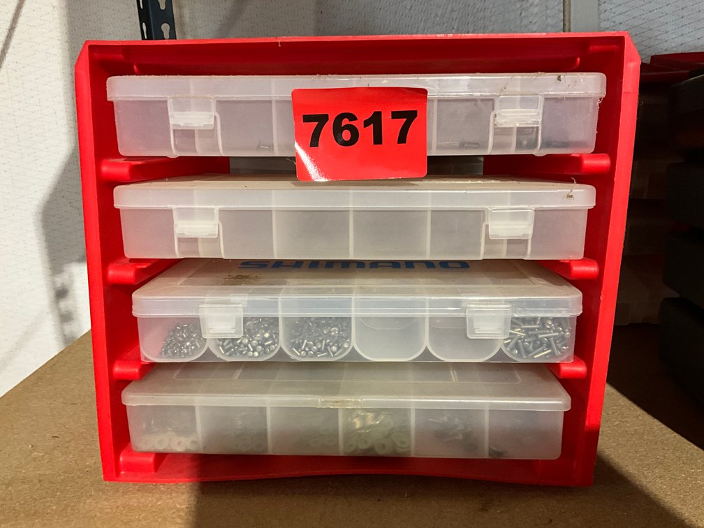 Smaller Red Plano 4 Box Organizer & Contents, Aircraft Fasteners