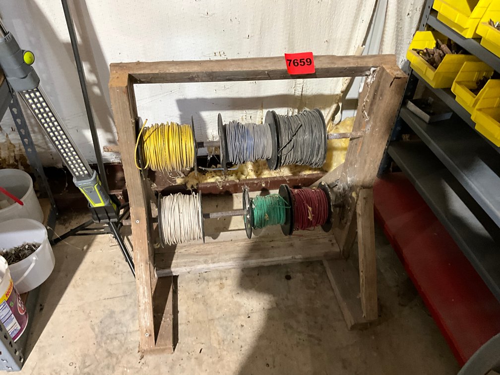 Electric Wire Spools on Rack