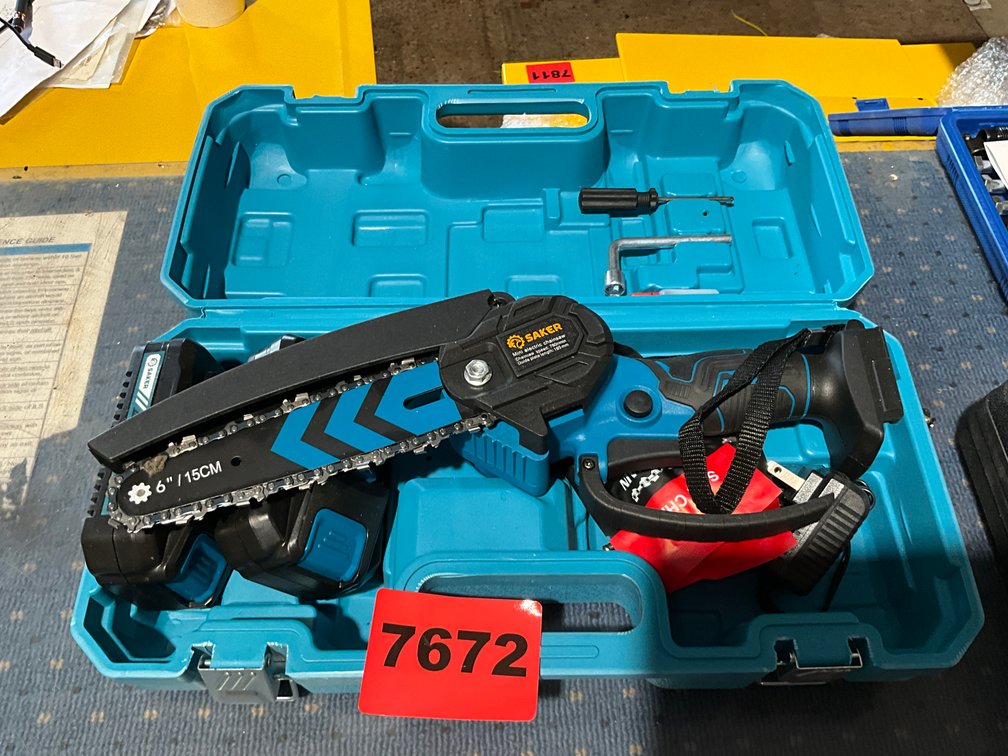 Saker 20 Volt Mini Chain Saw w/ 2 Batteries, Charger & Case