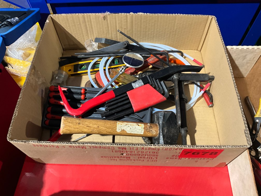 Box of Asstd Allen Wrenches, Levels, Pic Set, Etc.